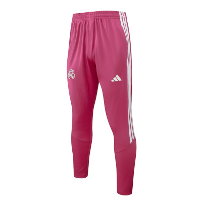 Calças de treino cor-de-rosa com faixas brancas e logos