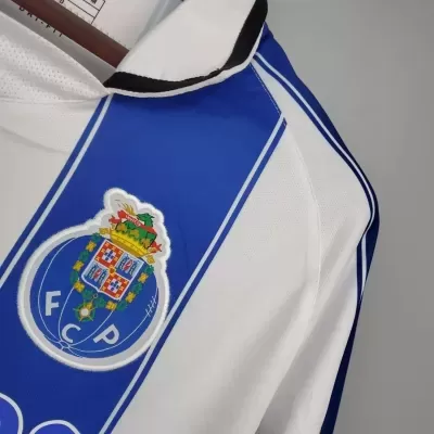Camisola azul e branca do FC Porto com brasão bordado