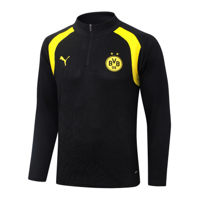 Camisola de desporto preta com detalhes amarelos e logótipos BVB 09 e Puma