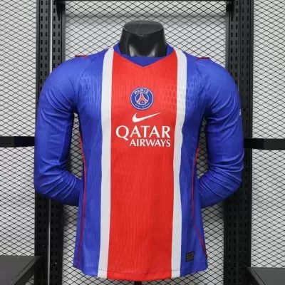 Camisola de futebol Paris Saint-Germain azul, vermelho e branco com mangas compridas