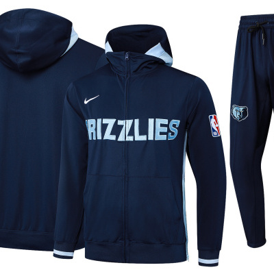 Conjunto de fato de treino azul escuro Grizzlies com capuz e calças