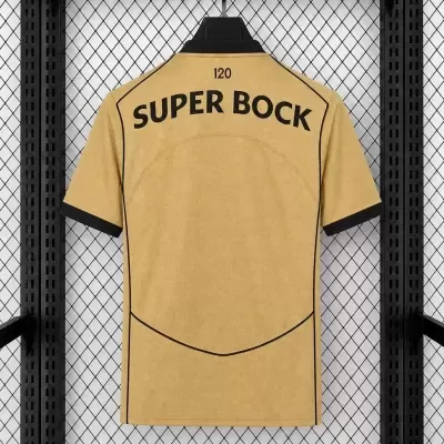 T-shirt desportiva amarela com texto SUPER BOCK nas costas