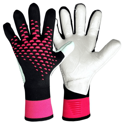 Par de luvas preto, cor-de-rosa e branco com padrão de triângulos