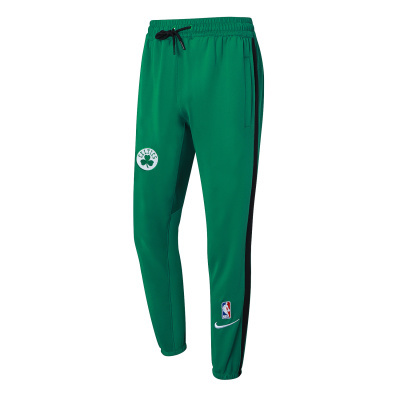 Calças de treino verdes com logos dos Celtics, NBA e Nike