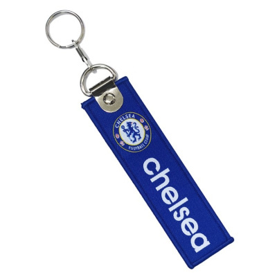 Porta-chaves azul Chelsea em tecido com logo e texto