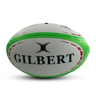 Bola de râguebi Gilbert branca e verde com logótipo