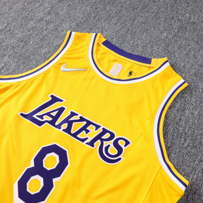 Camisola de basquetebol amarela dos LAKERS com número 8