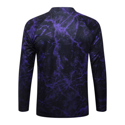 Camisola desportiva de manga comprida preto e roxo com padrão marmoreado