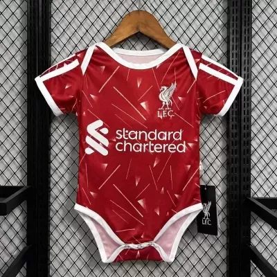 Body vermelho estampado do Liverpool FC para bebé com gola e acabamentos brancos
