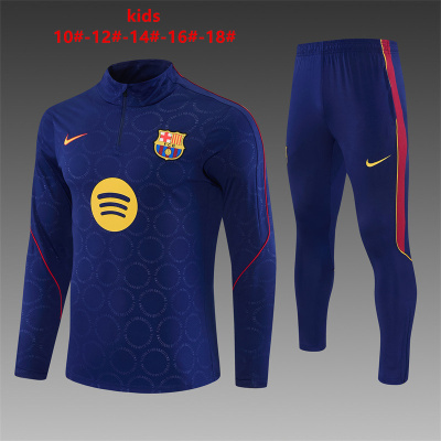 Conjunto de treino infantil FC Barcelona azul escuro com top e calças