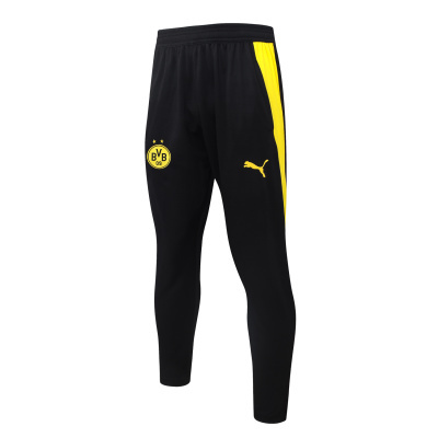 Calças de treino pretas com detalhes amarelos e logotipos BVB 09 e Puma