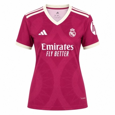 T-shirt deportiva feminina cor-de-rosa com golas e logos brancos