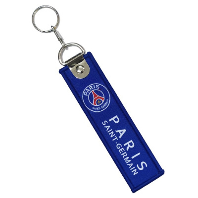 Chaveiro azul do Paris Saint-Germain com logo e texto branco