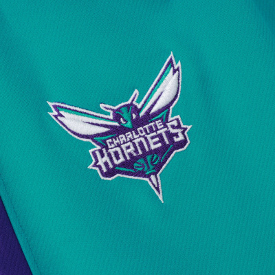Tecido turquesa e roxo com bordado Charlotte Hornets