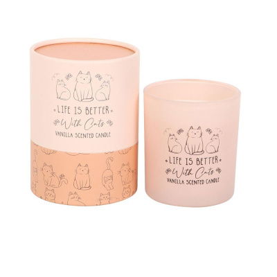 Vela&#x20;de&#x20;Baunilha&#x20;&quot;A&#x20;Vida&#x20;&#x00E9;&#x20;Melhor&#x20;com&#x20;Gatos&quot;