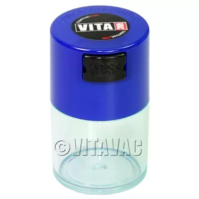 Pulverizador de tinta com tampa azul e corpo transparente