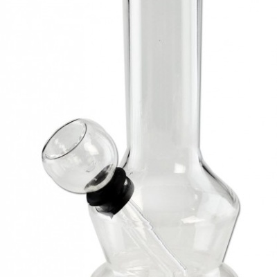 cachimbo de água de vidro transparente com base larga e tubulação vertical