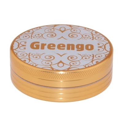 Moinho de ervas Greengo dourado com tampa branca decorada