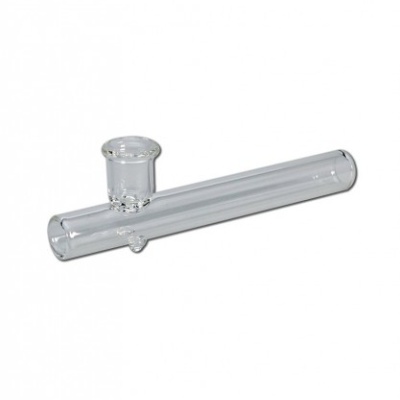 Tubo de vidro transparente com recipiente lateral pequeno