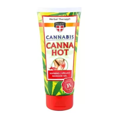 Tubo de gel de massagem Canna Hot com design verde, amarelo e vermelho