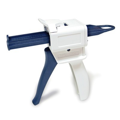 Dispositivo dispensador manual para cartuchos, plástico branco e azul