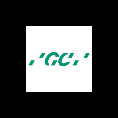 Logótipo verde estilizado com as letras GC sobre fundo branco
