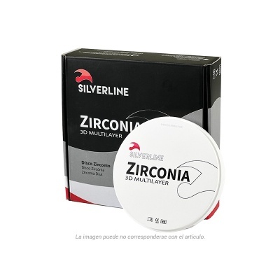 Caixa do produto SILVERLINE ZIRCONIA 3D MULTILAYER com disco branco em frente