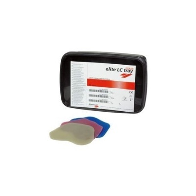 Bandeja preta Elite LC Storage com tampas coloridas translúcidas.