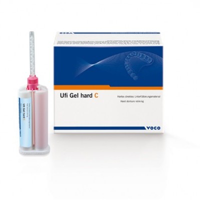 Embalagem e aplicador de gel dental Ufi Gel hard C da marca Voco