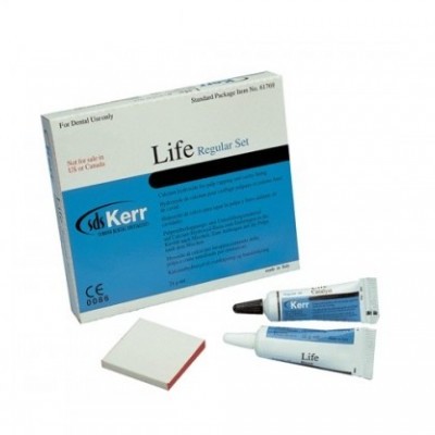 Conjunto Life Regular Set sds Kerr para uso odontológico com duas bisnagas e bloco branco e vermelho