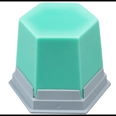 Forma de silicone hexagonal verde água com base cinzenta