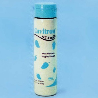 Frasco cilíndrico branco e azul claro com rótulo e tampa azul