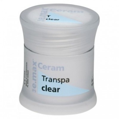Frasco pequeno branco com tampa contendo produto 'Transpa clear' ice.max Ceram