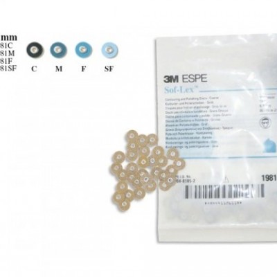 Discos abrasivos 3M ESPE Sof-Lex em saco plástico transparente com etiqueta branca