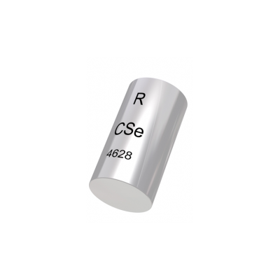 Cilindro metálico prateado com escrita preta R CSe 4628