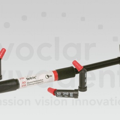 Conjunto de produtos dentários Tetric A3 210 com seringa e ampolas preto e vermelho