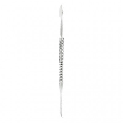 Caneta esculpidora dupla prateada com ranhuras e ponta curva