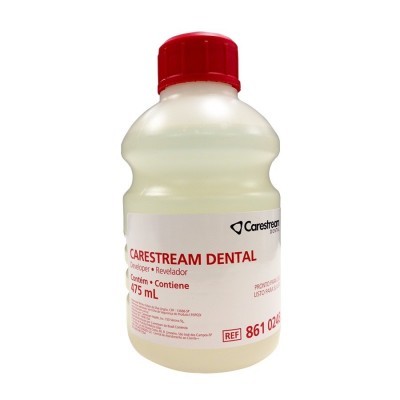 Frasco CARESTREAM DENTAL Developer Revelador 475 mL com tampa vermelha