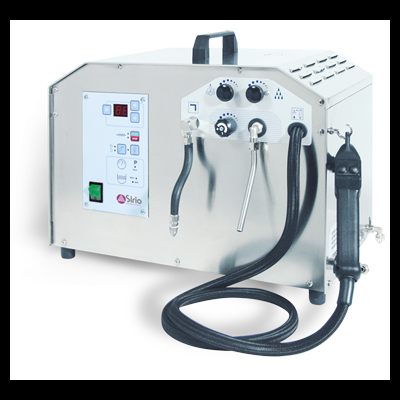 Máquina de limpeza a vapor em aço inoxidável com painel digital e cabo preto