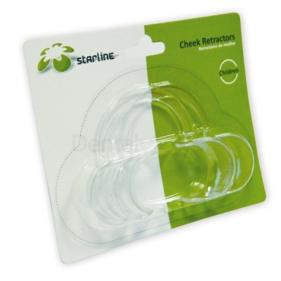 Afastadores de bochechas transparentes para crianças em embalagem starline