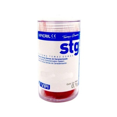 Recipiente de fios dentais VIPICRIL com rótulo azul e branco