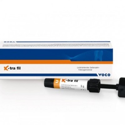 Embalagem e seringa do produto odontológico X-tra fil da VOCO