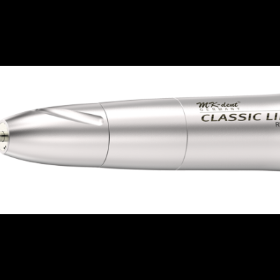 Instrumento dentário metálico prateado com texto CLASSIC LINE REF L001 1:1