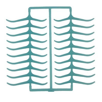 Estrutura plástica azul com múltiplos suportes em formato de garfos curvos