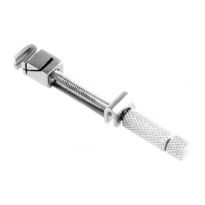 Ferramenta metálica prateada com ventosa, parafuso e alça texturizada