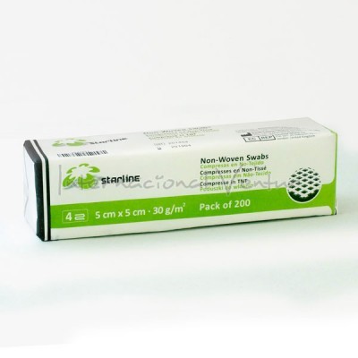 Embalagem de compressas não-tecido Starline, 5x5 cm, pack 200 unidades