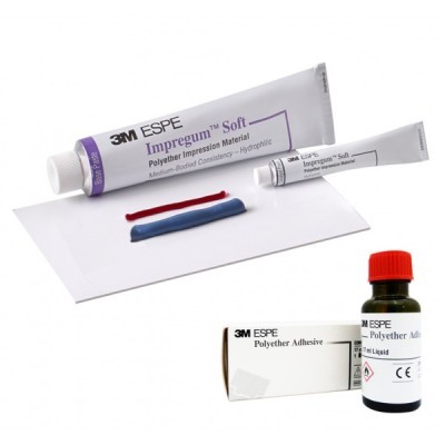 Material de impressão dental 3M ESPE Impregum Soft com tubos e frasco de adesivo