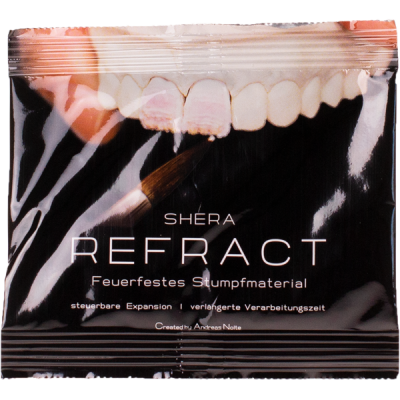 Black resealable bag with teeth image and SHERA REFRACT label