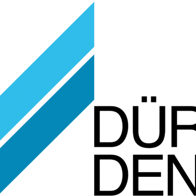 Padrão gráfico com dois triângulos azuis inclinados em fundo branco