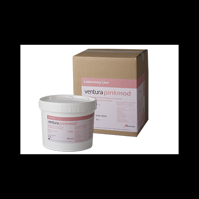 Embalagem de revestimento Ventura Pinkmod em pote plástico branco de 4 Kg com caixa correspondente rosa e branca